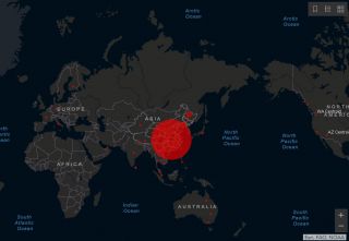Verbreitung des Coronavirus - Ausschnitt der Karte vom 31. Januar 2020