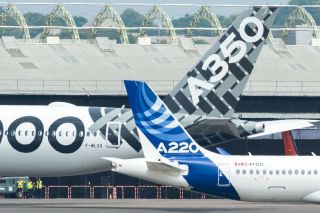 Airbus A350-1000 und A220 auf der FIA18