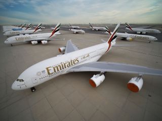 Geparkte Emirates Airbus A380