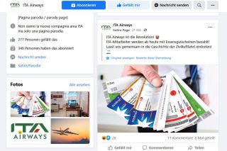 ITA Airways - Fakeprofil auf Facebook