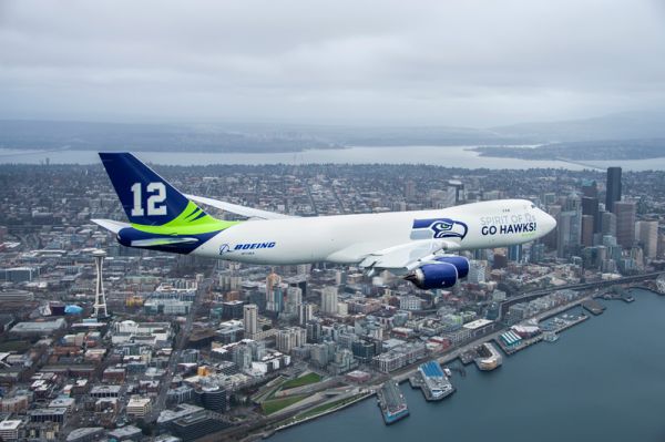 Boeing 747-8 in Seahawks Livery