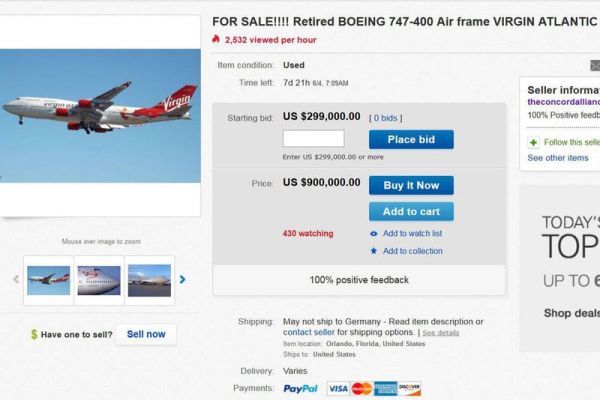 3,2,1...? Virgin Atlantic Boeing 747-400 auf eBay