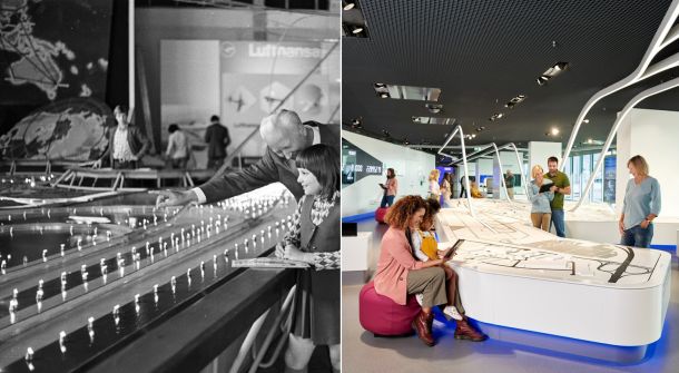 Terminal 1 des Frankfurter Flughafens damals und heute